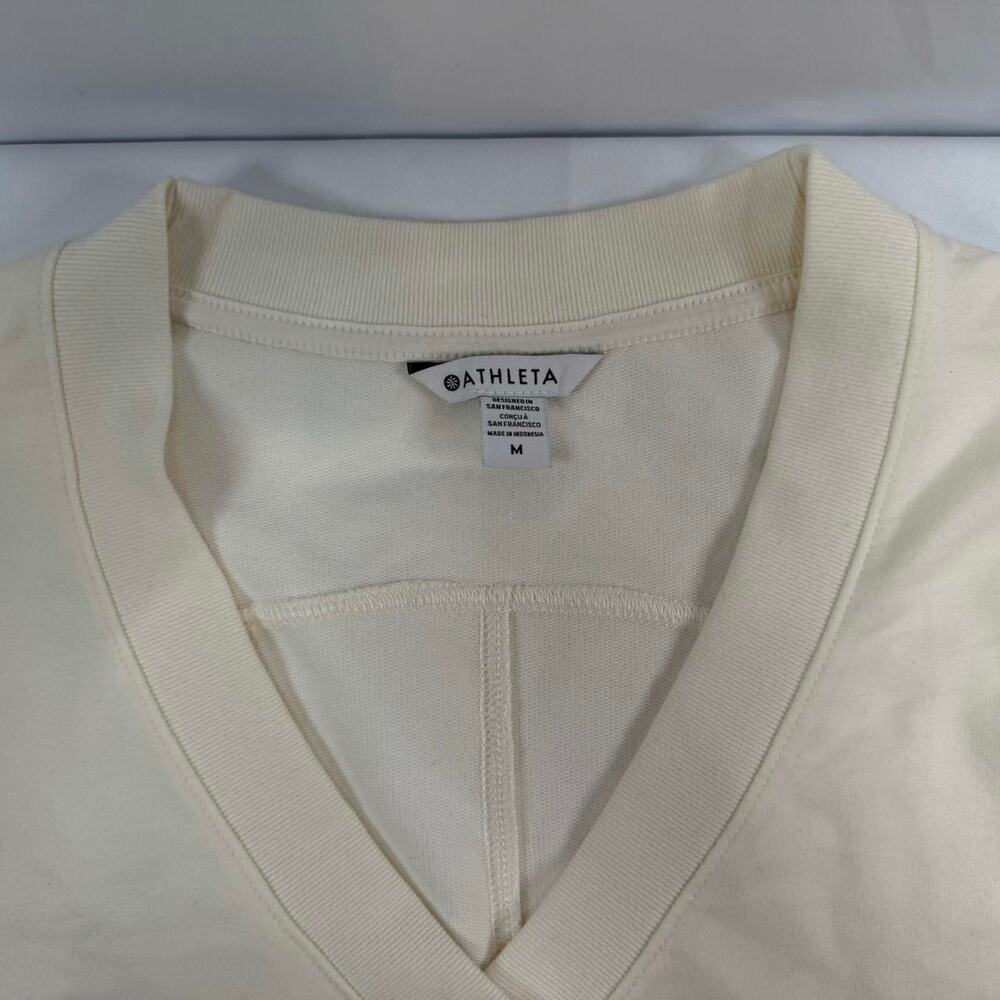 ATHLETA Retroterry V Neck Sweatshirt Size Medium Cream New Sleeveless GymWorkout - Picture 2 of 5